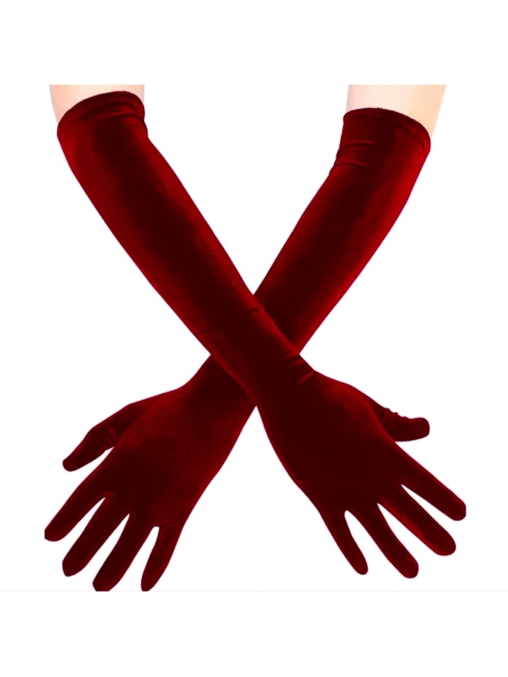 Beautiful Wine Vintage Style Long Elbow Length Velvet Winter  Formal Gloves new